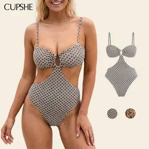 CUPSHE Textured Boho Crochet One-Piece Swimsuit - Deep V-Neck with U-Ring Detail swimwear Tankini Outfit | 2026 Trendy Vacation & Pool Party Essentials Bathing suit #DealsForYouDays