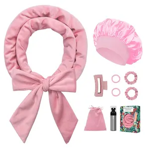 No Heat Overnight Curl Headband Soft Ribbon Curl Wrap for Long Hair - 9 PCS Rods Set with Bonnet