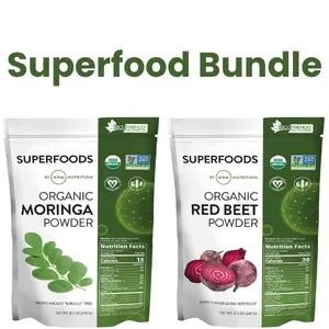 【Superfood Bundle】Organic Moringa Leaf Powder + Organic Red Beet Root Powder | Antioxidant Superfoods for Energy, Heart Health, Smoothies & Daily Nutrition