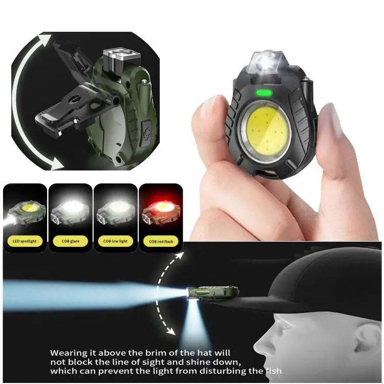 COB Cap Clamp Headlight,LED Multi-functional Mini Flashlight, Strong Light Portable Working Light For Night Fishing,Running,Hiking and