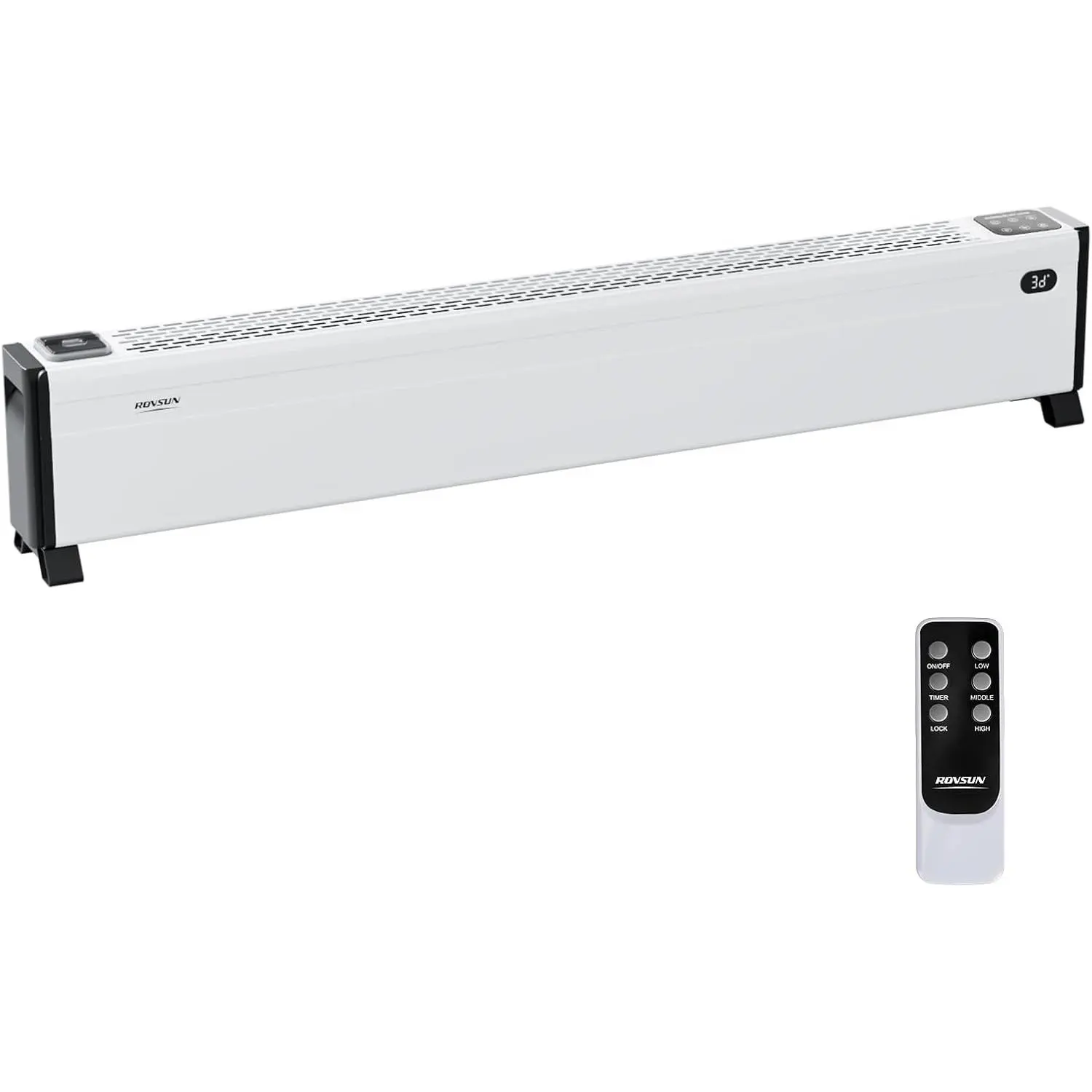 ROVSUN 32/48'' Electric Baseboard Heater with Remote & Timer, 1500W Convection Space Heater w/Adjustable Heating Modes, Touch Panel, Overheat & Tip-Over Protection for Indoor Home Bedroom Office, 1 Pack