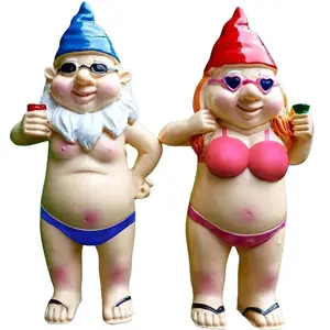 2 PCS Garden Gnomes, 4.7 Inch Naughty Garden Gnome Funny Gnomes Statue for Home Indoor or Outdoor Lawn Gnome Decorations Housewarming Halloween