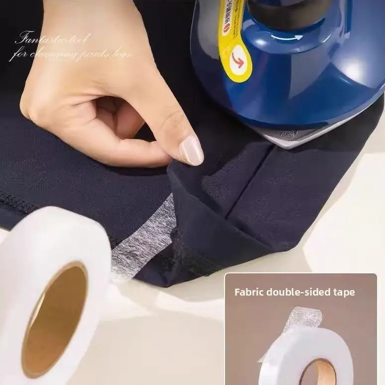 2PCS Iron-On Fusible Web Adhesive Tape for Fabric - 0.98in*984.2in Double-Sided No-Sew Tape, Strong Hold, Washable for Hemming Pants, Craft Projects, DIY Alterations