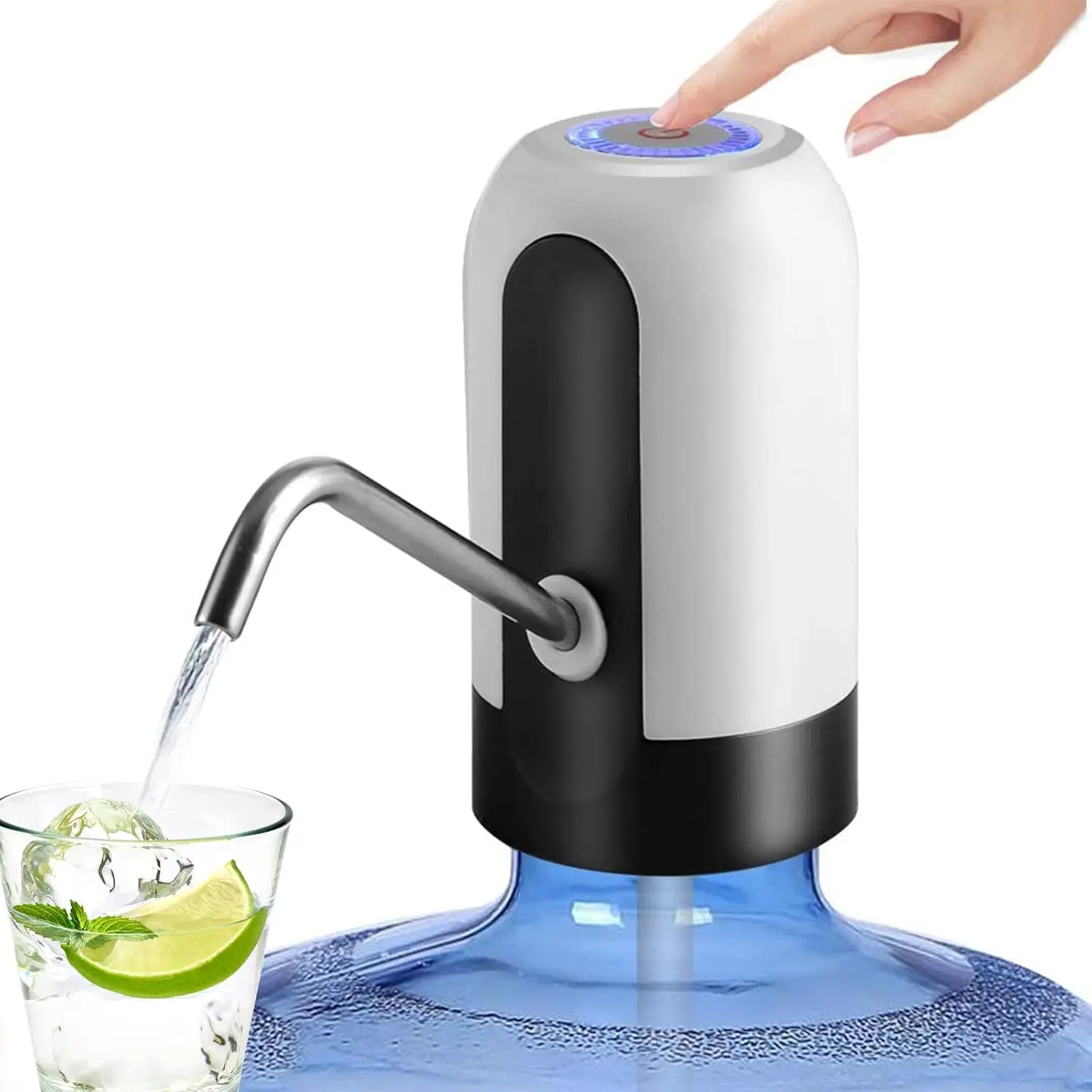 White Portable 5-Gal (15.7L) Water Bottle Dispenser with USB-Charging Rechargeable Battery Water Pump, Suitable for Home Kitchen, Office, Camping