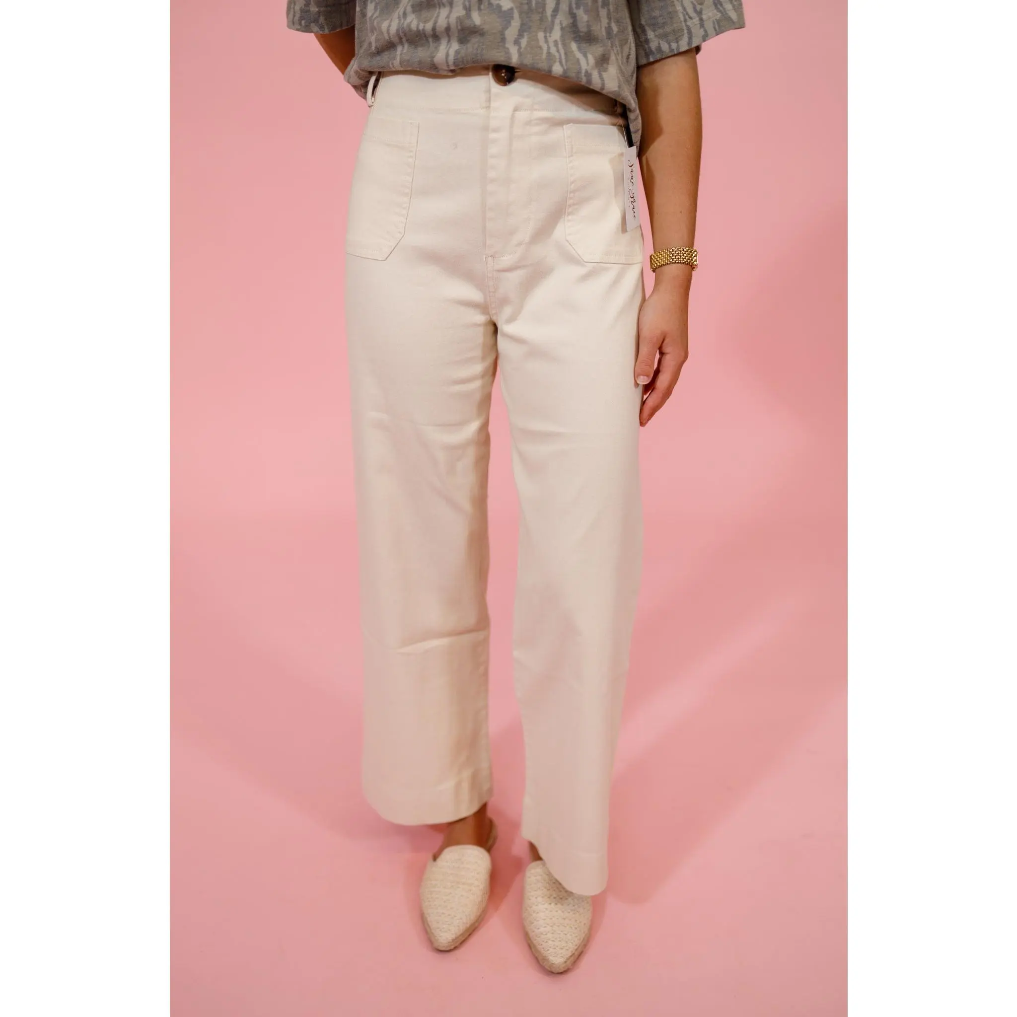 Cream Patch Pocket Pants