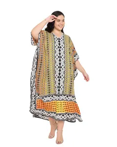 Gypsie Blu Caftans for Women Plus Size Polyester Beach Kaftan Cover Up African Long Kimonos Printed House Dresses (Brown & Grey)