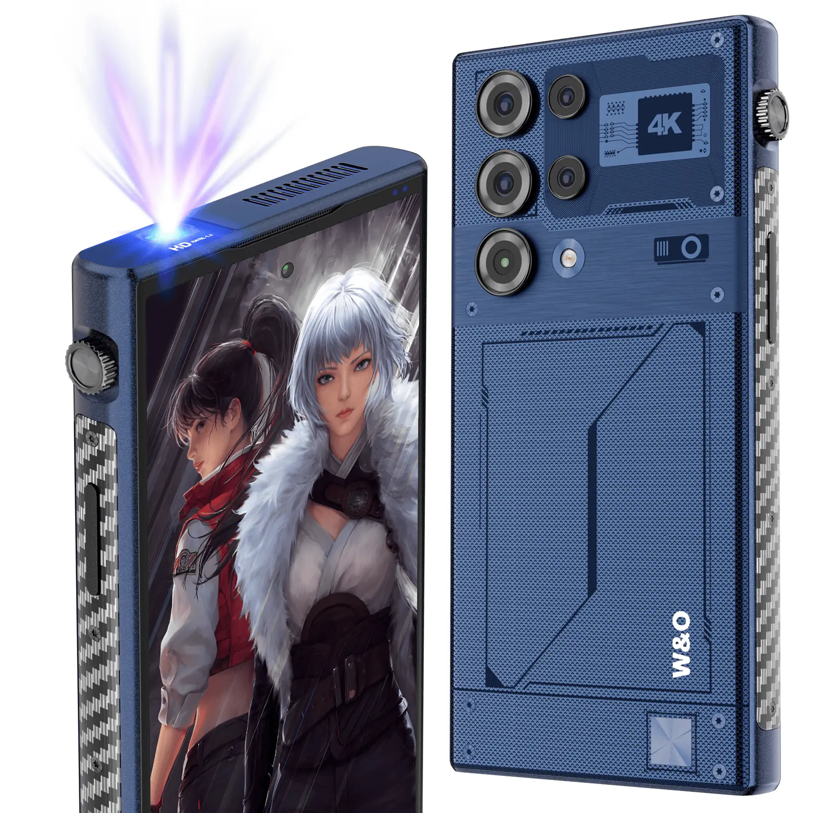 2025 Unlocked Android Projector Phone with 120Hz Giant Screen, 12000mAh 5G Dual SIM, 12GB/512GB, 68MP Camera, Works with T-Mobile/AT&T/Verizon Smartphone, Cellphone