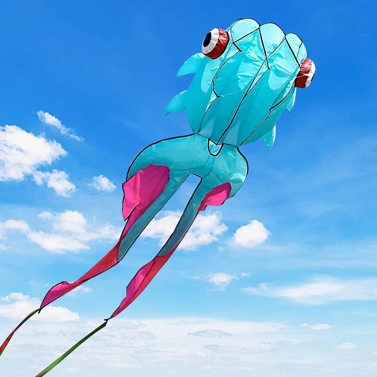 43ft Large Kites for Adults,3D Goldfish Frameless Soft Umbrella Giant Flying Kites,Easy to Fly with 330Ft Kite String in Beach and Amusement Parks-Ages 12+