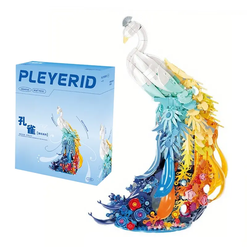 Peacock Flowers Building Blocks Set - Animal Bird Model Kits, DIY Crafts Collectibles, Creative House Decoration, Office Art Novelty Items, Gifts for Girlfriend (Mother's Day/Valentine's Day Occasions)