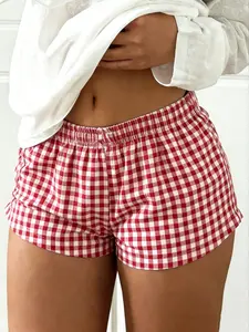Elastic Waist Plaid Print Shorts for Men, Comfortable Slim-Fit Casual Wear, Perfect for Spring and Summer Fashion
