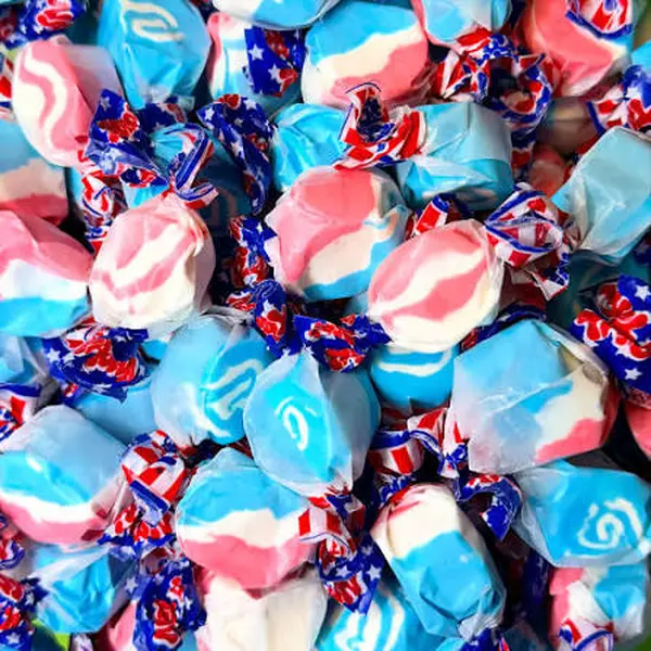 1 Pound Patriotic Flavored Salt Water Taffy  Stars & Stripes Candy  saltwater taffy