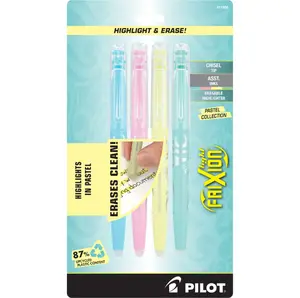 Pilot FriXion Light Pastel Collection Erasable Highlighters, Chisel Tip, Assorted Colors, 4 Pack