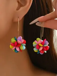 Bohemian Cute Candy-colored Random Beaded Flower Earrings for Women Stylish Casual Vibrant Colors Earring Jewelry Gifts Boho Style Jewelry