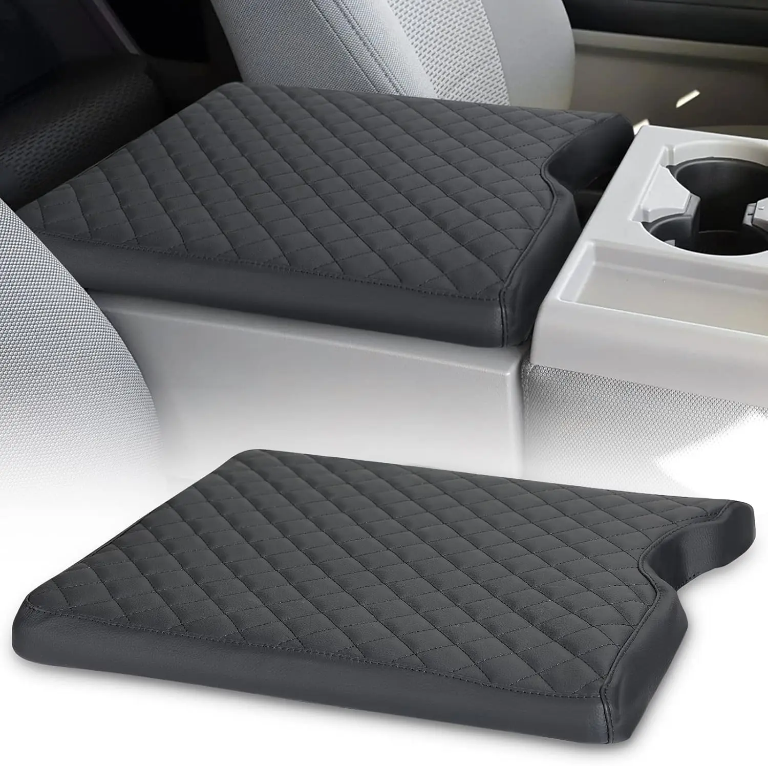 Center Console Cover for 2015-2025 F150, 2017-2025 F250 F350 F450 with 40/20/40 Jump Seat, Leather Armrest Cushion, Premium Quality, Accessories For Car