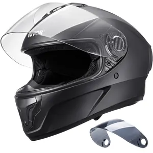 VEVOR Motorcycle Helmet, Full Face, Adult Motocross Dirt Bike Helmet with Tinted and Clear Dual Visor, Motorbike Racing Street with Detachable Liner for Men & Women, DOT Approved, (Matte Black, XL)