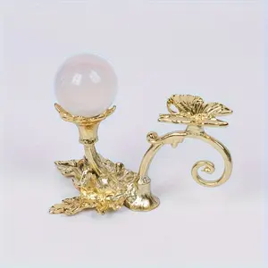 1pc Elegant Golden Floral Crystal Ball Display Stand - Ornate Metal Art Base with Intricate Leaf and Flower Design, Perfect for Home, Office, Party Decor, Ideal Halloween Christmas Gift, Crystal Ball Decor
