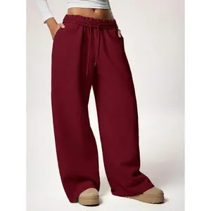 New autumn and winter casual loose drawstring wide leg sports pants, thick warm lining, multifunctional