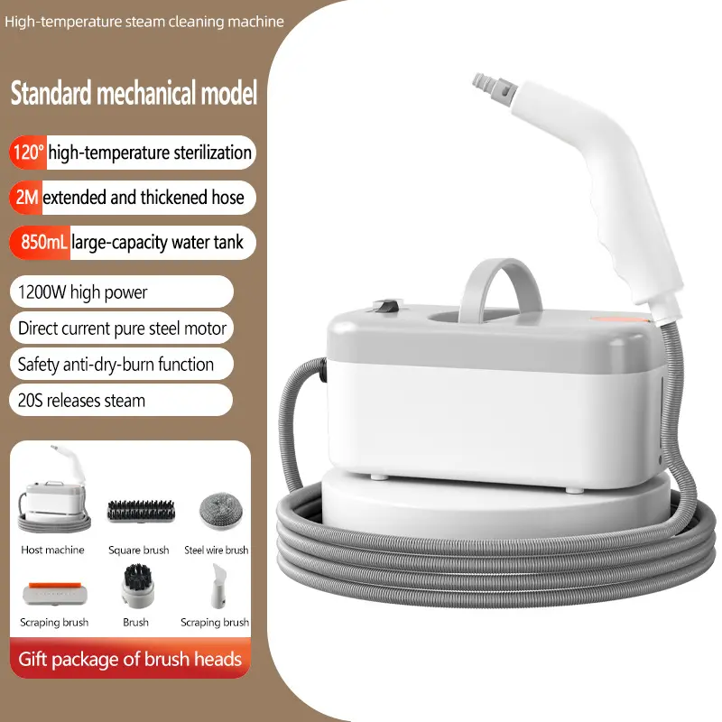 4.4-Bar High-Power Handheld Steam Cleaner – Features 6 multifunctional nozzles and a large-capacity tank with dual safety automatic electrical protection (suitable for kitchens, floors, bathrooms, AC units, refrigerators, and cars)47.34 oz capacity.