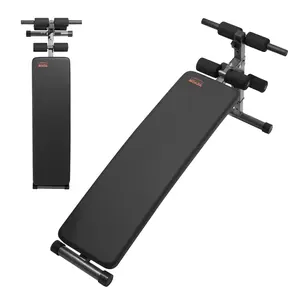 VEVOR Sit Up Bench, Folding Curved Decline Ab Bench, with 5 Adjustable Height Settings, Heavy-Duty Steel, Non-Slip Design, 500 Lbs Capacity for Home Gym Workouts, Strength Training, Full Body Muscles