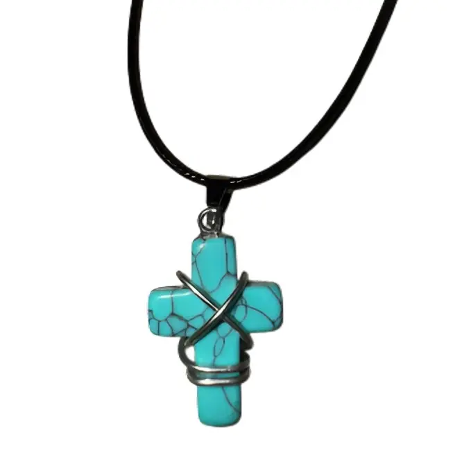 Cross Pendant Necklace - Teal Cross with Silver Cord, Black Cord, Durable Design, Adjustable Loop for Easy Wear