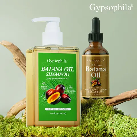Gypsophila Nourishing Multi-Pack Haircare Kit - Gentle Alcohol-Free Cleanser, Batana Oil-Infused Natural Extract Shampoo & Treatment, Rosemary Oil Formula, Detox Serum, Anti-Hair Loss Growth Products for Adult Scalp Care, Thick Detangling