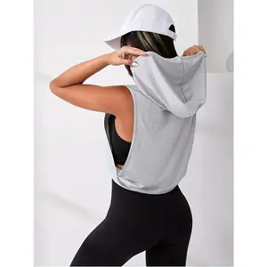 2025  Sport Cut Out Drawstring Sports Hoodie Cropped Hoodie