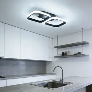 LED Ceiling Light, 2-Head Square Linear Ceiling Lamps, 3500K Warm White or 6000K Cool White, Electrical Wiring, For Living Rooms, Entrance Doors, Hallways, Corridors and Other Domestic Lighting Applications, Without Remote Control