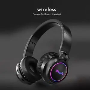 Wireless Over-ear Headphones, Hi-Fi Stereo Sound wireless Headset with Noise Cancelling Mic, Crystal Clear Calls, Lightweight & Foldable Design , LED Cool Lighting Effects, Android & iOS Universal, Perfect for Gaming/Parties/Daily Use.