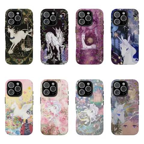 Y2K Fairycore Unicorn Floral Smartphone Case - Shockproof Pastel Coquette Cottagecore Protector with Screen Protector for iPhone 17ProMax-11, Samsung S26-S21, Fantasy Fan Multi-Model Accessory, Holiday Gift