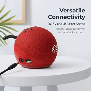 Spherical 5th Gen Alexa Dot Smart Speaker with RGB LED Light, Wireless Subwoofer, TWS Connection And Portable Base.,summervibes