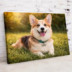 Personalized Dog Canvas Art, Custom Pet Photo  poster, Square or Panoramic Wall Décor, Handmade Canvas Painting, Gift for Her