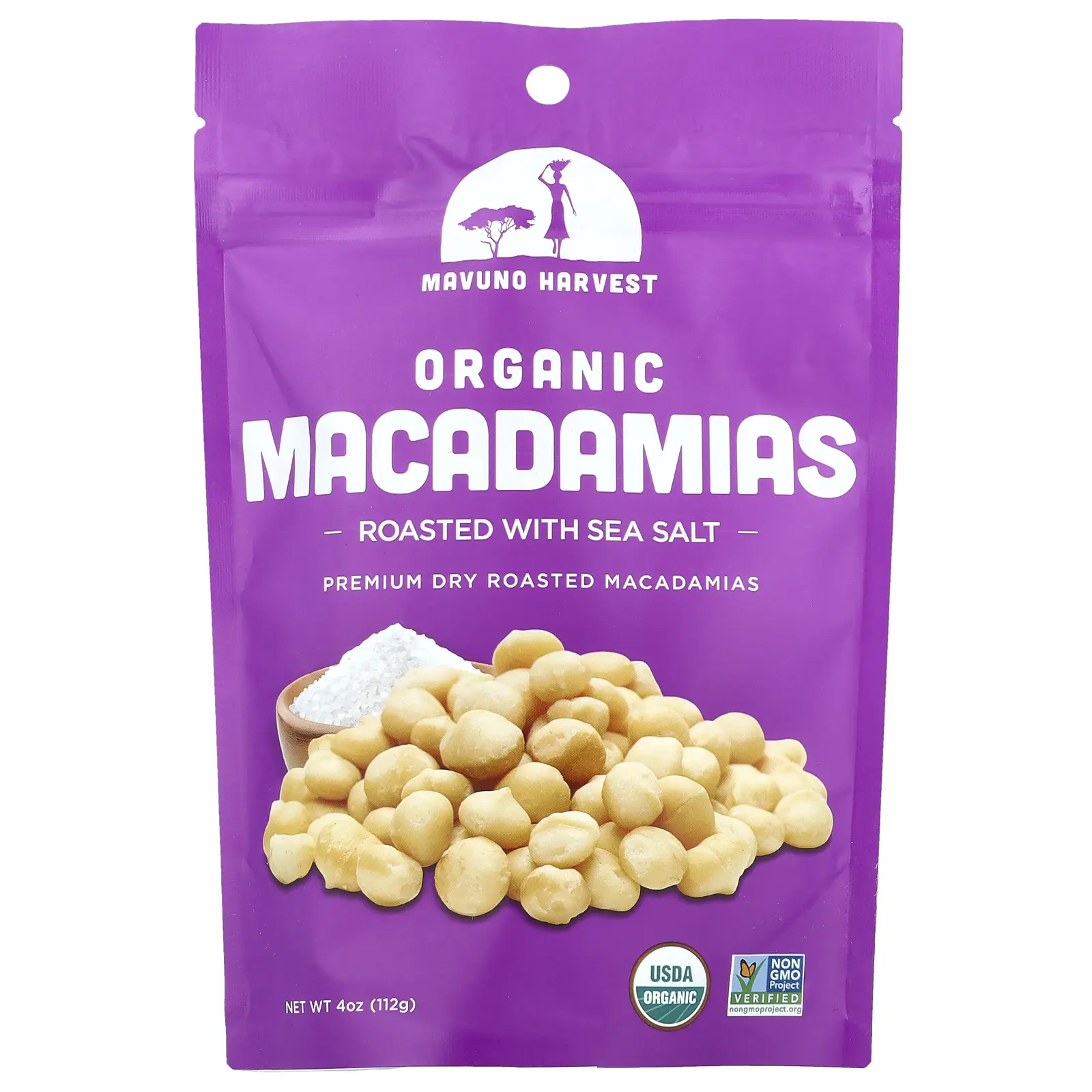 Mavuno Harvest Organic Macadamias, Roasted With Sea Salt, 4 oz (112 g)
