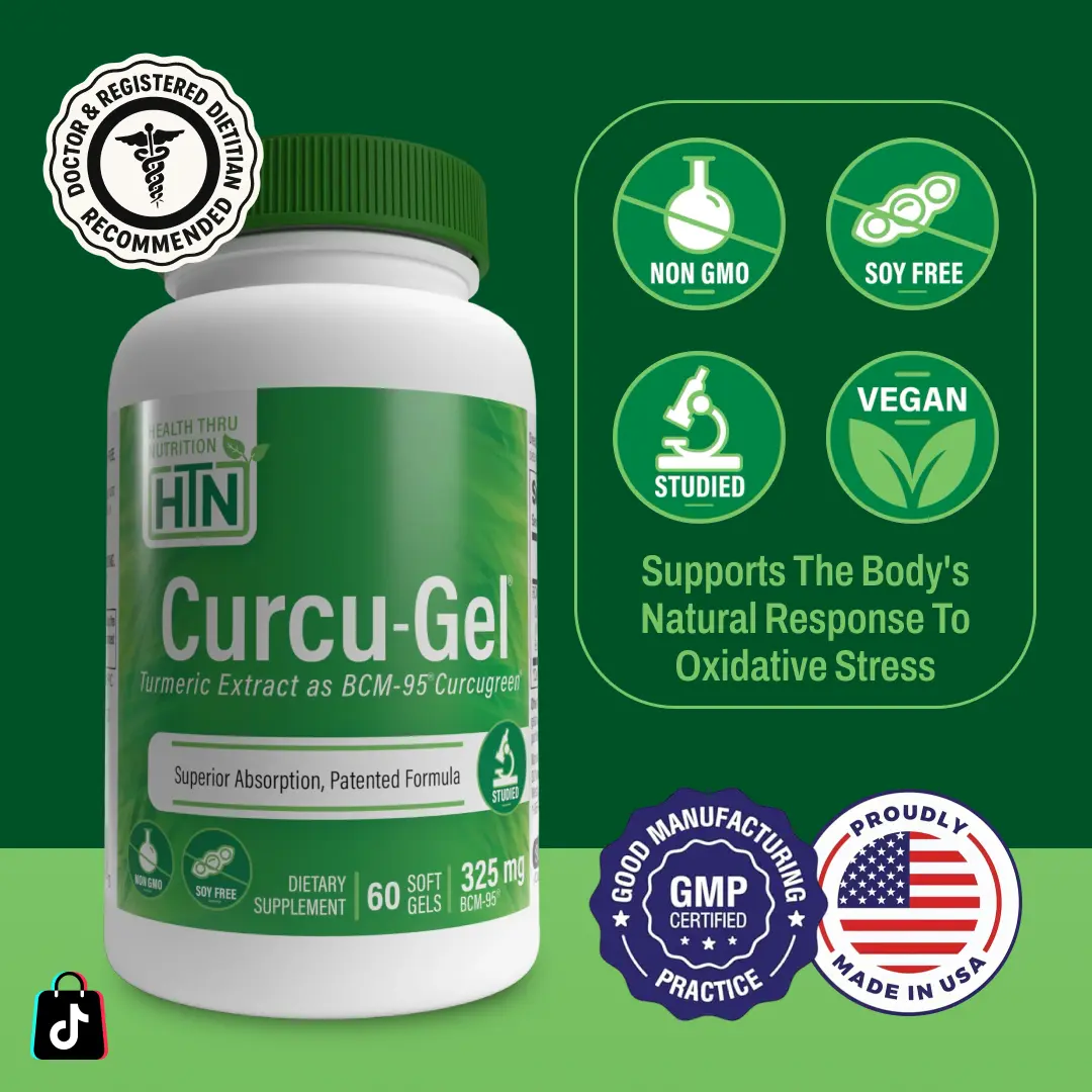 Health Thru Nutrition Curcu-Gel® – 325mg BCM-95® Curcugreen® Turmeric Extract 60 Softgels | Joint Comfort & Inflammation Support