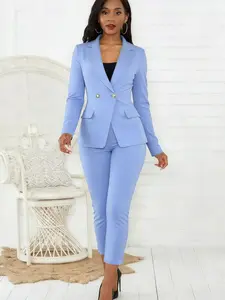 Women's Business Style New Arrival 2-Piece Set Fitted Casual Elegant Chic Fashion Long Sleeve Button Blazer & Seven-Quarter Pants Suit Womenswear M2631