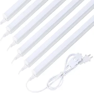 (6 Pack) LED T5 Integrated Single Fixture, 4FT 2400lm, 6500K Super Bright White, 22W Utility LED Shop Light, Ceiling and Under Cabinet Light,Tube Lights for Garage, Corded Electric with ON/Off Switch