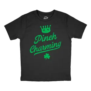 Toddler Pinch Charming T Shirt Funny St Pattys Day Parade Pinching Joke Tee for Young Kids Funny Toddler Shirts Saint Patrick's Day Apparel for Toddler Funny Sarcastic Apparel Childrens Graphic Tees Black -