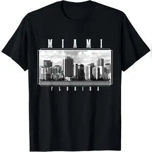 Miami Skyline Florida Pride Vintage Miami T-Shirt Relaxed Fit Cotton T-Shirt