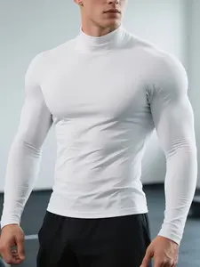 Men's High Neck Compression Shirt, Athletic Compression Shirts - Slim Fit, Elastic Thermal Base Layer, Breathable Quick-Dry Performance Fabric, Ideal for Gym Workouts, Cold Weather Layering, Outdoor Activities, Thermal Menswear