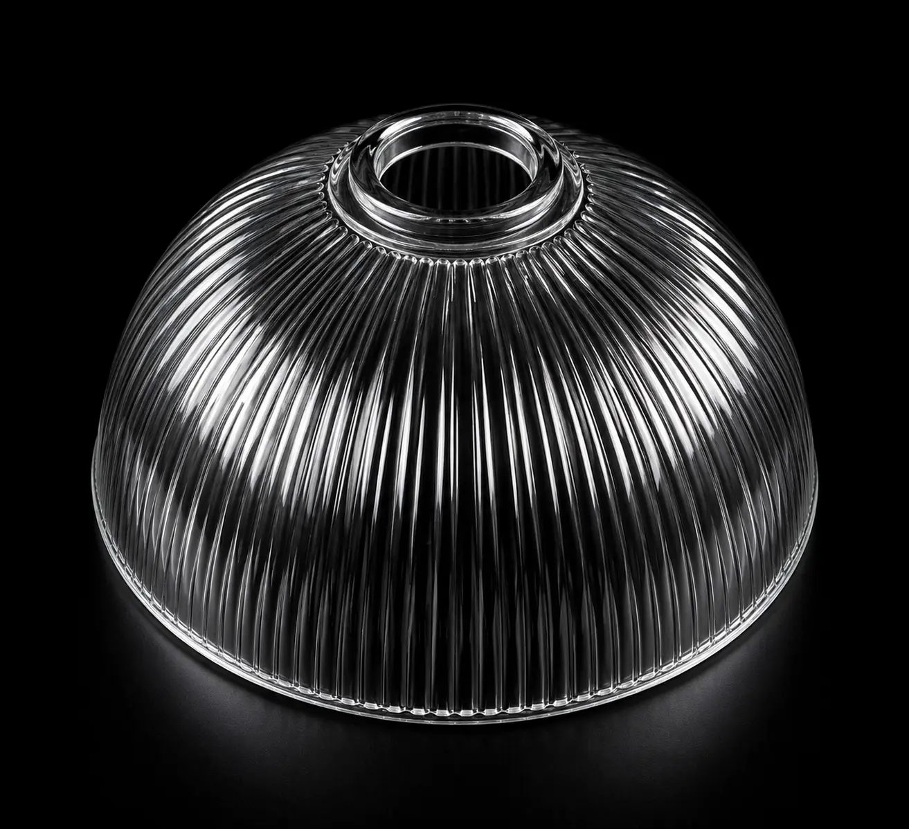88998 Large Clear Ribbed Glass Dome Lamp Shade | 2.25" Fitter x 15" Diameter x 6.75" Height