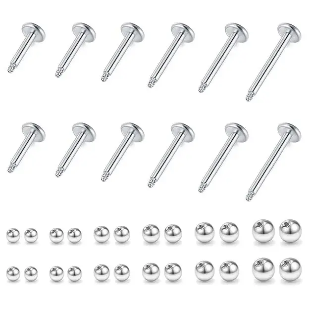 16G 18G Tragus Cartilage Helix Earrings Studs Replacement Balls Short Lip Rings 4-12mm Conch Piercing Jewelry cartilage stud, Labret Piercing Jewelry, Nickel, Smooth Surface, Side Labret Piercing Jewelry