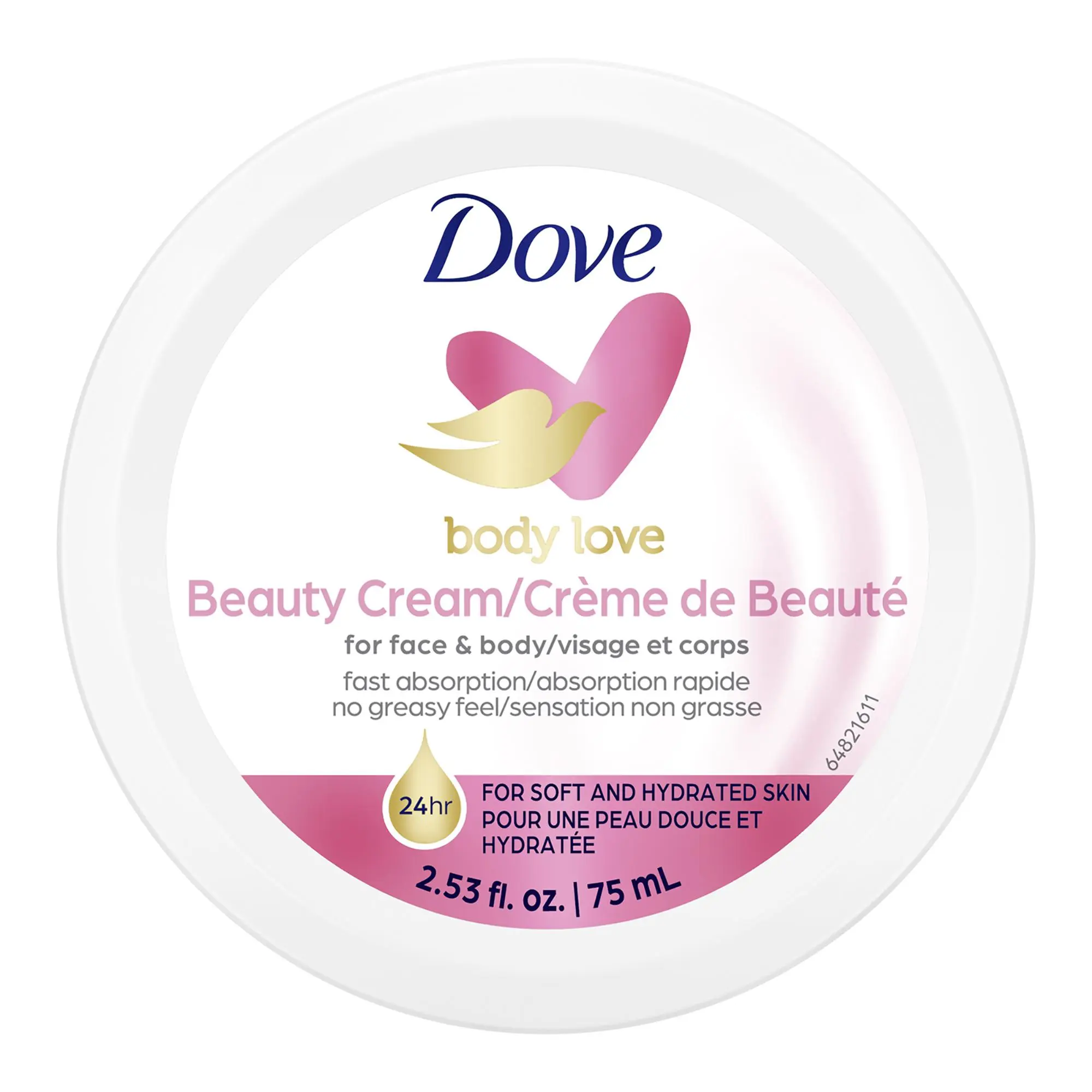 Dove Beauty Cream, Pink - 2.53 oz Face and Body Lotion