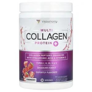 Vitauthority Multi Collagen Protein+, Strawberry, 9.8 oz (279 g)