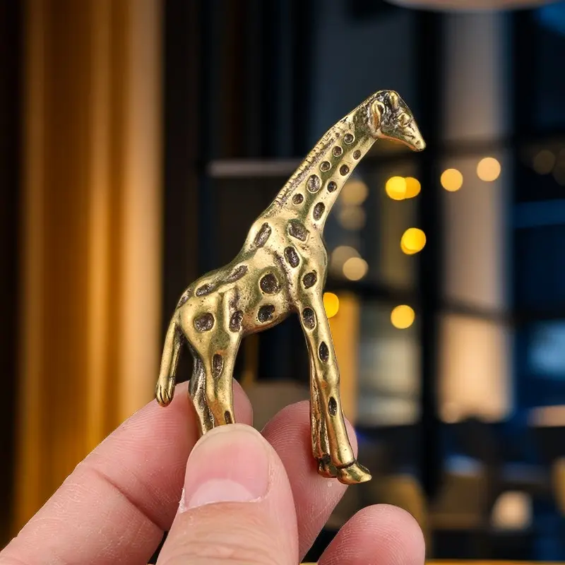 Giraffe Copper Figurine Animal Statue Decorative Ornament Tea Pet Handcrafted Craftsmanship Home Office Decoration Interior Decoration Accessories Gift Idea Home Decor Accessory Animal Decorations Statue Figurines Decoration Figure