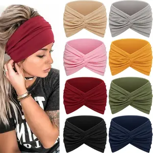 8PCS Solid Color Women's Headbands, Fashionable Retro Wide Headbands, Workout Headbands for Yoga, Running, and Sports, with Multiple Color Combinations