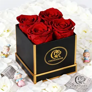 Eternal Roses Gift Box (4 Real Roses) - Preserved Flowers That Last for Years - Luxury Romantic Gift for Mom, Wife, Girlfriend - Mother's Day & Anniversary Decor