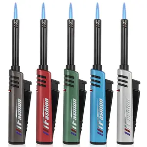 Navpeak 5-Pack Refillable Metallic Mini Lighters with Butane, Multifunctional Utility Design, Extension Rod for Easy Refueling, Suitable for Kitchen & Barbecue Grills
