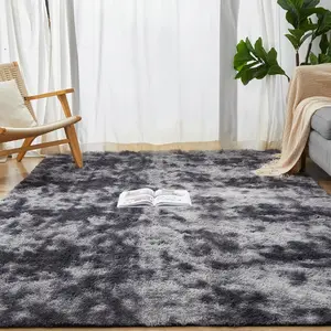 Modern Long Pile Polyester Fiber Rug, Rectangular Carpet for Living Room & Bedroom, Home Use, Multiple Sizes Available