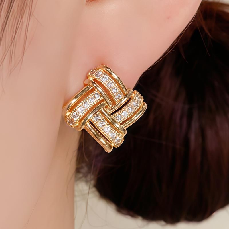 Fashionable and elegant earrings, sparkling accessories for women, earrings for women, Weaving knot design,stylish accessories, casual and fashionable jewelry, Mother's Day and Valentine's Day gifts, jewelry gifts for her