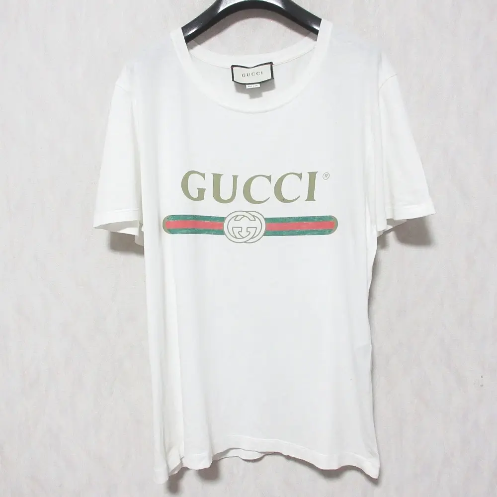 Pre-owned GUCCI Cotton Small Leather Goods Classic Logo T Shirt
