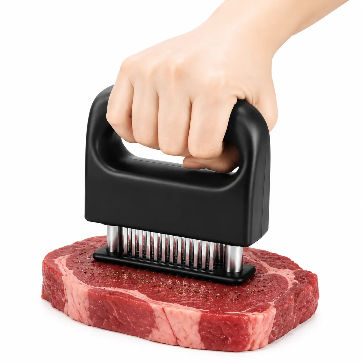 48-Needle Stainless Steel Manual Meat Tenderizer, Pro Chef Kitchengadgets for Gourmet Steak & Chicken Breast, Fast Marinating & Juicy Meat Prep Tool, Kitchenware, Utensils